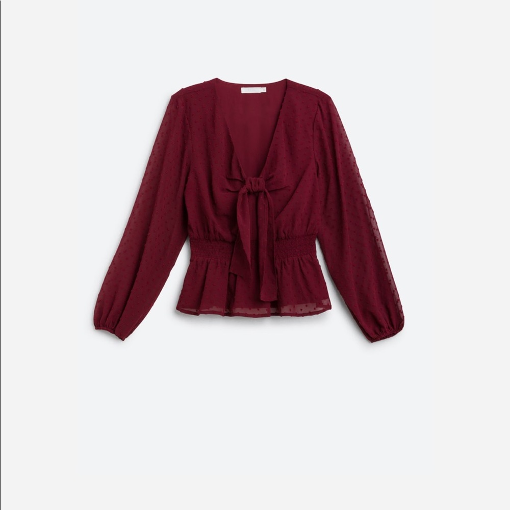 Swiss Dot Peplum Blouse